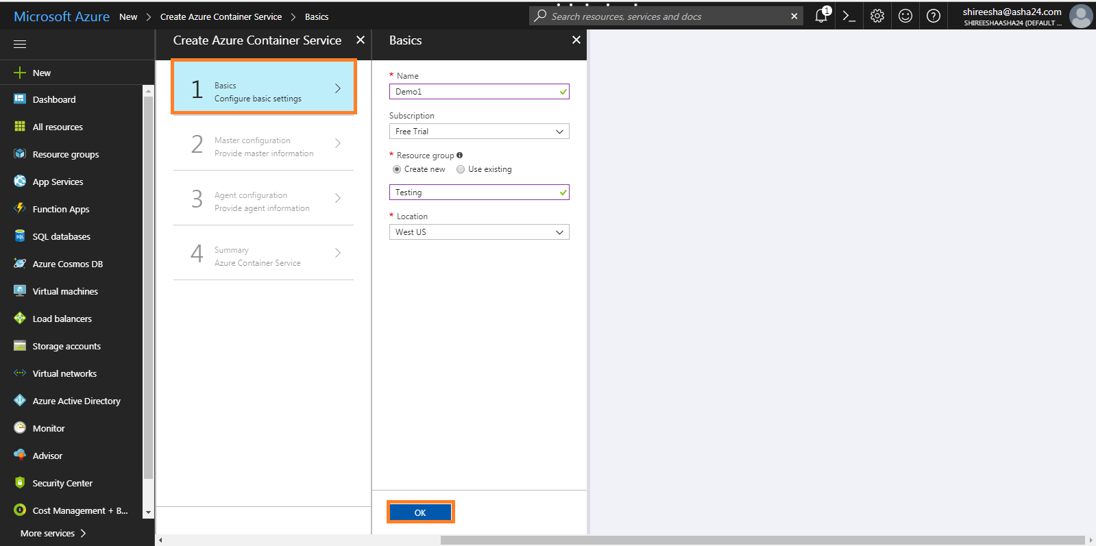 Create Microsoft Azure Container Services - Asha24 Blog